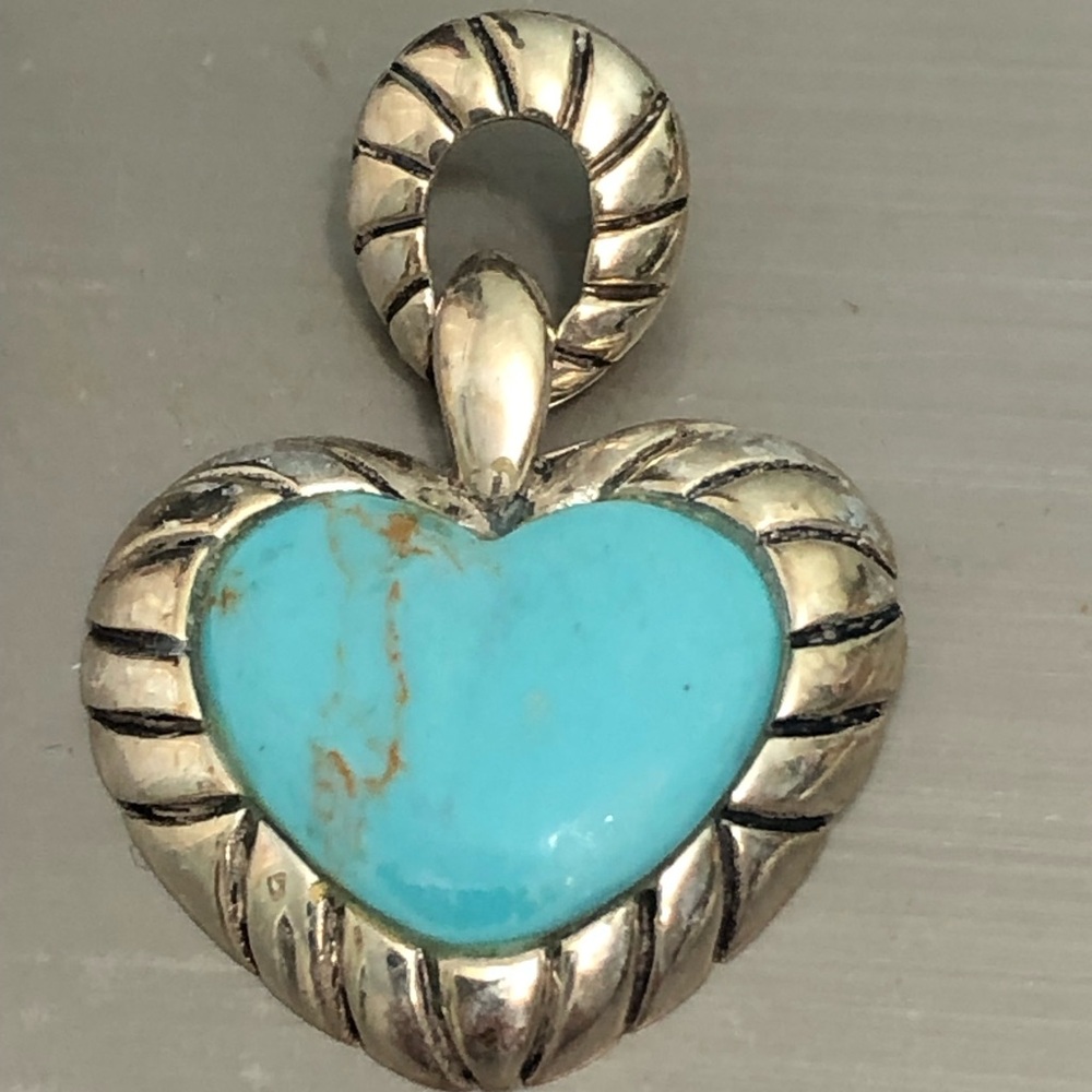 Turquoise Heart Pendant Sterling Silver